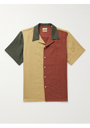 De Bonne Facture - Convertible-Collar Colour-Block Linen Shirt - Men - Brown - S