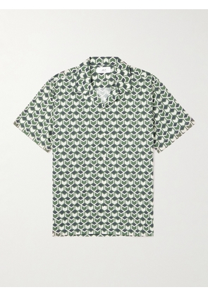 Mr P. - Stella Camp-Collar Printed Cotton-Poplin Shirt - Men - Green - XS