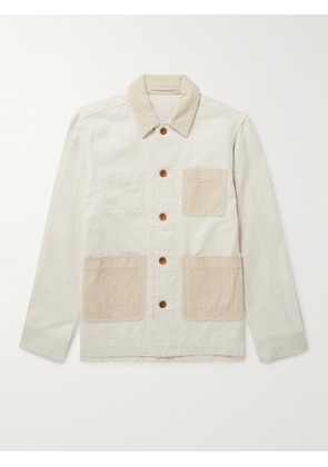 Mr P. - Corduroy-Trimmed Cotton and Linen-Blend Twill Chore Jacket - Men - Neutrals - XS