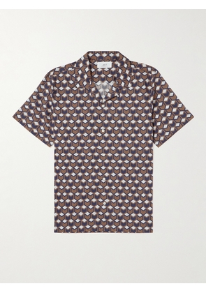 Mr P. - Stella Convertible-Collar Printed Cotton-Poplin Shirt - Men - Brown - XS