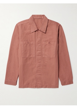 Mr P. - Garment-Dyed Cotton and Linen-Blend Twill Overshirt - Men - Pink - XS