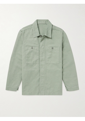 Mr P. - Garment-Dyed Cotton and Linen-Blend Twill Overshirt - Men - Green - XS