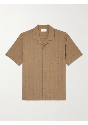 Mr P. - Convertible-Collar Cotton-Seersucker Shirt - Men - Brown - XS