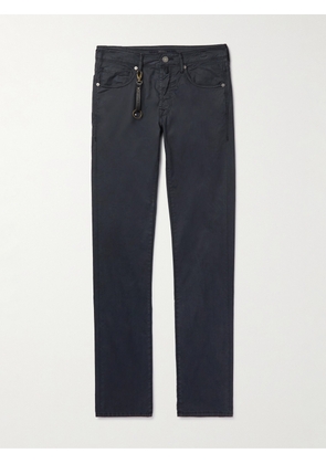 Incotex - Straight-Leg Stretch Lyocell and Cotton-Blend Poplin Trousers - Men - Blue - UK/US 28