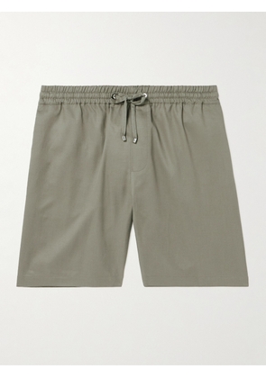 FRAME - Wide-Leg TENCEL™ Lyocell and Cotton-Blend Twill Drawstring Shorts - Men - Green - S