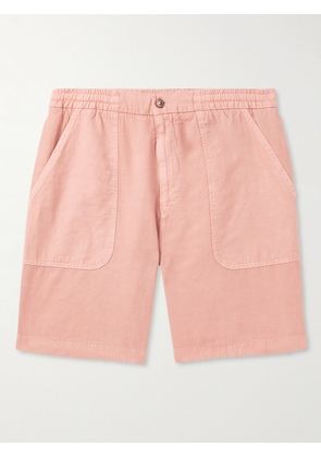 Altea - Fatigue Straight-Leg Cotton, Linen and Lyocell-Blend Drawstring Shorts - Men - Orange - S