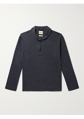 De Bonne Facture - Vareuse Shawl-Collar Striped Linen and Cotton-Blend Jacket - Men - Blue - IT 46