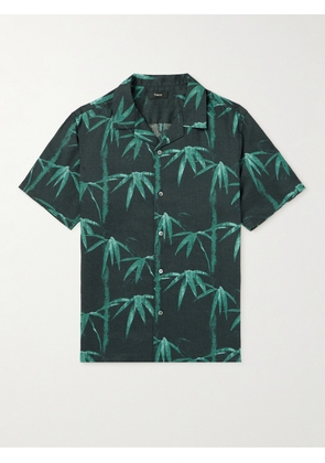 Theory - Irving Camp-Collar Printed Linen Shirt - Men - Black - XS