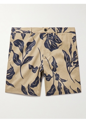 Club Monaco - Baxter Slim-Fit Printed Cotton-Blend Shorts - Men - Neutrals - UK/US 30