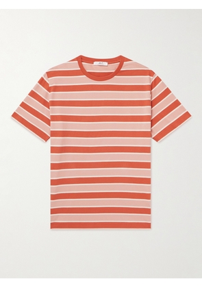 Mr P. - Striped Cotton-Jersey T-Shirt - Men - Orange - XS