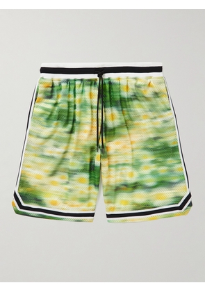 John Elliott - Game Wide-Leg Printed Mesh Drawstring Shorts - Men - Green - S