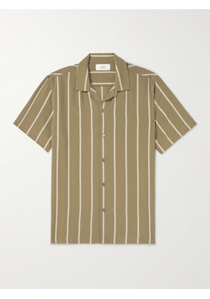 Mr P. - Michael Camp-Collar Striped Lyocell Shirt - Men - Green - XS