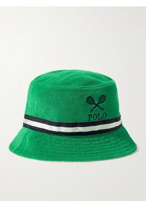 Polo Ralph Lauren - Wimbledon Webbing-Trimmed Logo-Embroidered Cotton-Terry Bucket Hat - Men - Green - S/M