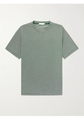 Mr P. - Striped Cotton-Jersey T-Shirt - Men - Green - XS