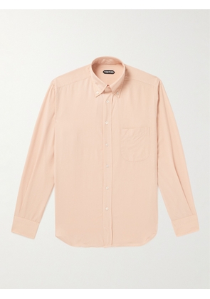 TOM FORD - Button-Down Collar Lyocell and Silk-Blend Shirt - Men - Orange - EU 39