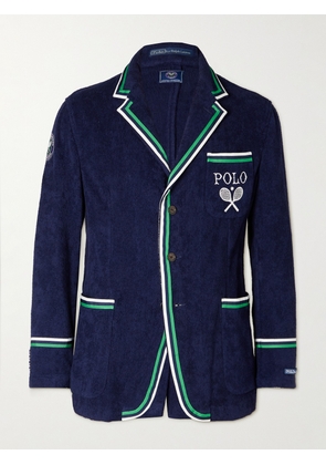 Polo Ralph Lauren - Wimbledon Appliquéd Logo-Embroidered Wool and Linen-Blend Terry Blazer - Men - Blue - S