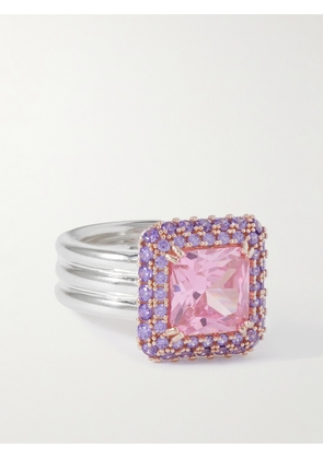 Hatton Labs - Crown Silver Cubic Zirconia Ring - Men - Pink - 7