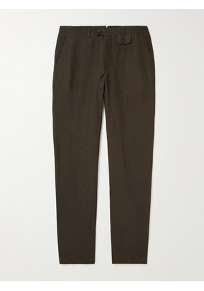 Oliver Spencer - Fishtail Tapered Linen Trousers - Men - Brown - UK/US 28
