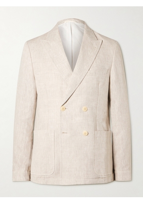 Oliver Spencer - Double-Breasted Linen Suit Jacket - Men - Neutrals - UK/US 36