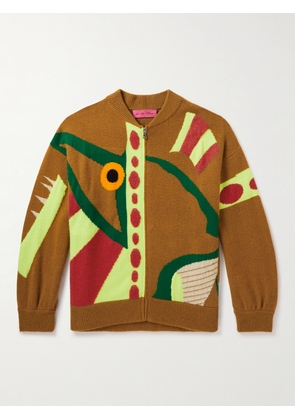 The Elder Statesman - Sealife Jacquard-Knit Cashmere Zip-Up Sweater - Men - Brown - S