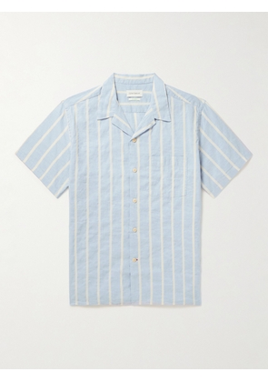 Oliver Spencer - Havana Camp-Collar Striped Cotton and Linen-Blend Shirt - Men - Blue - S