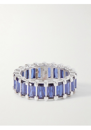 Hatton Labs - Baguette Eternity Silver Cubic Zirconia Ring - Men - Blue - 7