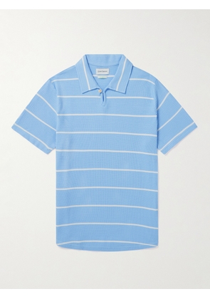 Oliver Spencer - Hawthorn Striped Waffle-Knit Stretch-Cotton and Modal-Blend Polo Shirt - Men - Blue - S
