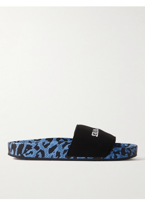 Wacko Maria - HAYN Logo-Print Leopard-Print Rubber Slides - Men - Blue - 25