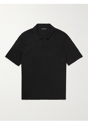 James Perse - Ribbed Linen-Blend Polo Shirt - Men - Black - 1