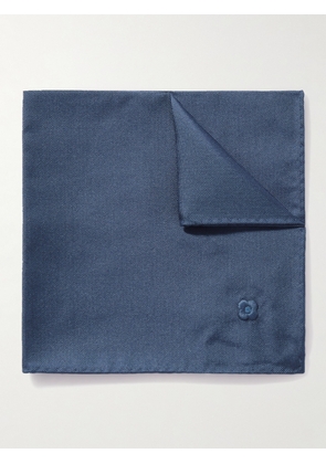 Lardini - Embroidered Silk Pocket Square - Men - Blue