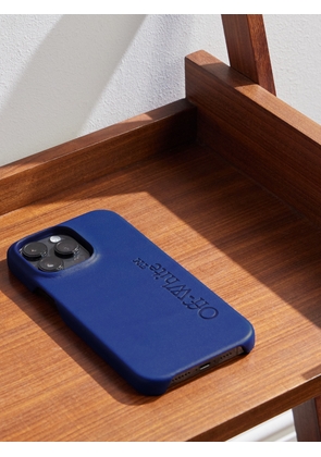 Off-White - Logo-Debossed Faux Leather iPhone 14 Pro Max Case - Men - Blue
