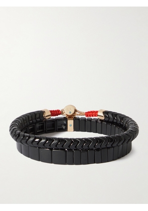 Roxanne Assoulin - Black Out Set of Two Enamel and Gold-Tone Beaded Bracelets - Men - Black