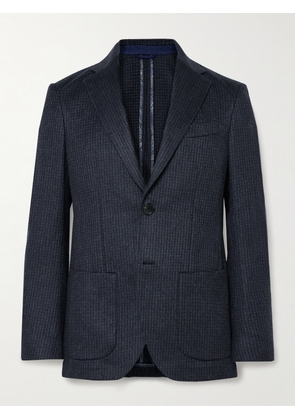 Etro - Unstructured Micro-Checked Brushed Cashmere-Blend Blazer - Men - Blue - IT 46