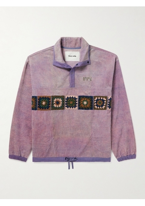 Story Mfg. - Crochet-Trimmed Organic Cotton-Corduroy Half-Placket Sweatshirt - Men - Purple - S
