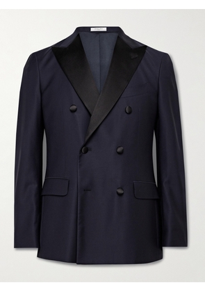 Boglioli - Double-Breasted Satin-Trimmed Virgin Wool-Blend Tuxedo Jacket - Men - Blue - IT 46