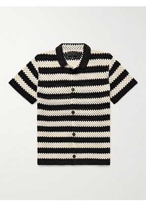 Nili Lotan - Brice Striped Crocheted Cotton Shirt - Men - Black - S