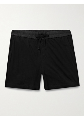 James Perse - Slim-Fit Poplin-Trimmed Cotton-Jersey Drawstring Shorts - Men - Black - 1