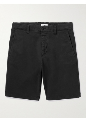 NN07 - Crown 1005 Straight-Leg Garment-Dyed Stretch-Cotton Twill Shorts - Men - Black - UK/US 28