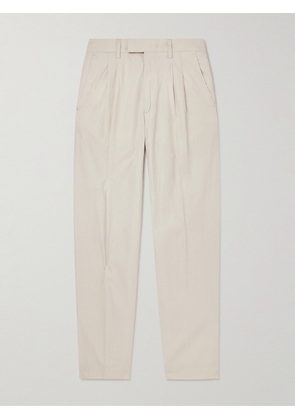 NN07 - Fritz 1062 Tapered Pleated Stretch-Cotton Seersucker Suit Trousers - Men - Neutrals - 28W 32L
