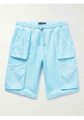 SAIF UD DEEN - Straight-Leg Cold-Dyed Cotton-Jersey Drawstring Cargo Shorts - Men - Blue - S