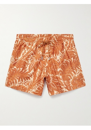 Etro - Slim-Fit Mid-Length Logo-Appliquéd Printed Swim Shorts - Men - Orange - S