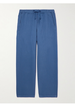 Universal Works - Cropped Tapered Herringbone Cotton Drawstring Trousers - Men - Blue - UK/US 28