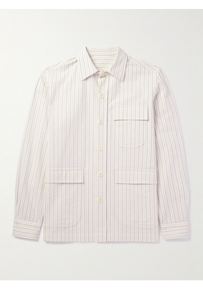 De Petrillo - Striped Cotton-Seersucker Shirt - Men - Neutrals - IT 46