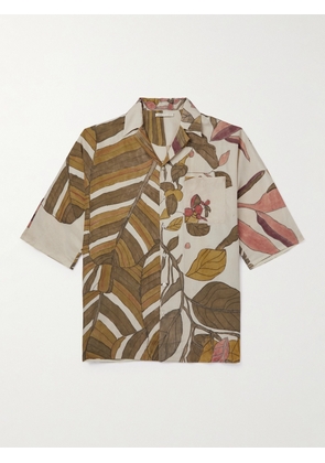 11.11/ELEVEN ELEVEN - Camp-Collar Printed Silk Shirt - Men - Brown - XS