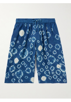 11.11/ELEVEN ELEVEN - Wide-Leg Tie-Dyed Cotton Drawstring Shorts - Men - Blue - UK/US 30