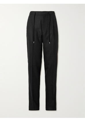Lardini - Straight-Leg Pleated Textured-Wool Drawstring Suit Trousers - Men - Blue - IT 46