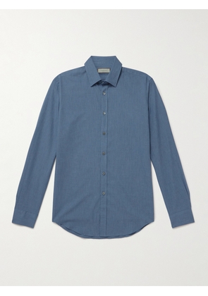 Canali - Herringbone Cotton Shirt - Men - Blue - S