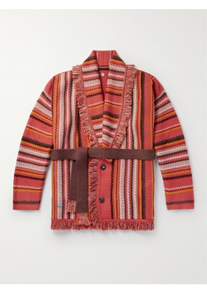 Alanui - Ushuaia Stories Baja Striped Fringed Wool Cardigan - Men - Red - S