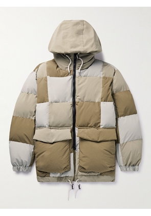 Sacai - Padded Patchwork Shell Hooded Jacket - Men - Neutrals - 1