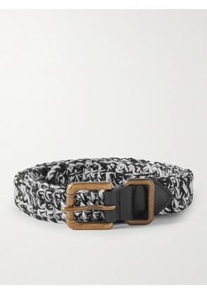 Nicholas Daley - Leather-Trimmed Crocheted Wool and Cotton-Blend Belt - Men - Multi